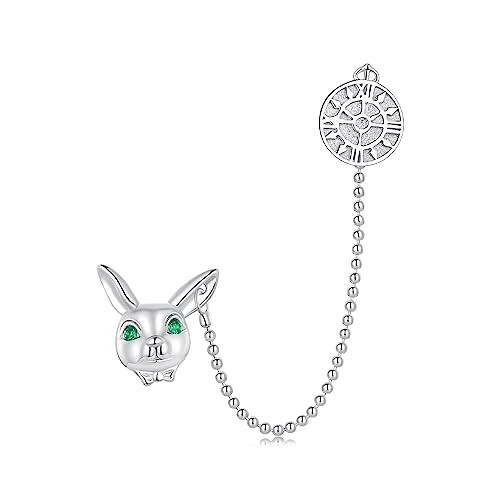 Boucles d'oreilles chaîne en cascade pour double perçage et earcuff lapin ciselé