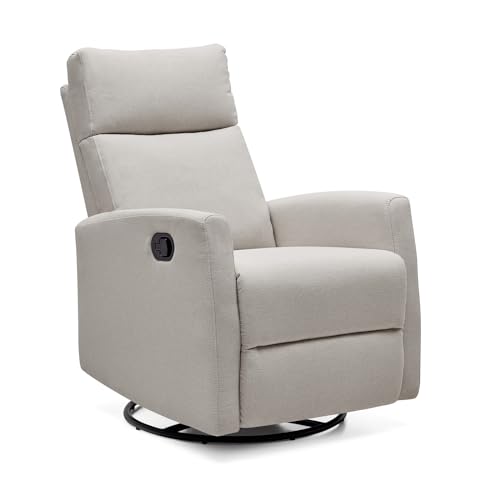 S1 Rocking Chair Nursery,Swivel Recliner for Adults,Adjustable Glider Recliner Nursery Chair,Living Room Chair with Lumbar Support,Manual Single Reclining Sofa for Bedroom,Theater,Light Grey