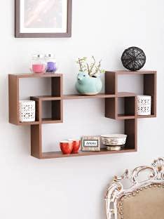 Anjana D?cor Wall Intersecting Floating Shelves Set of 6 Wooden Wall Shelf