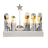 Inmaculada Romero IR Nacimiento Misterio Navidad Moderno con luz Base 19 cm. Figuras Resina Virgen María Niño Jesús San
