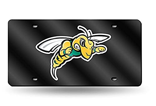 NCAA Black Hills State Yellow Jackets Laser Inlaid Metal License Plate Tag, Black