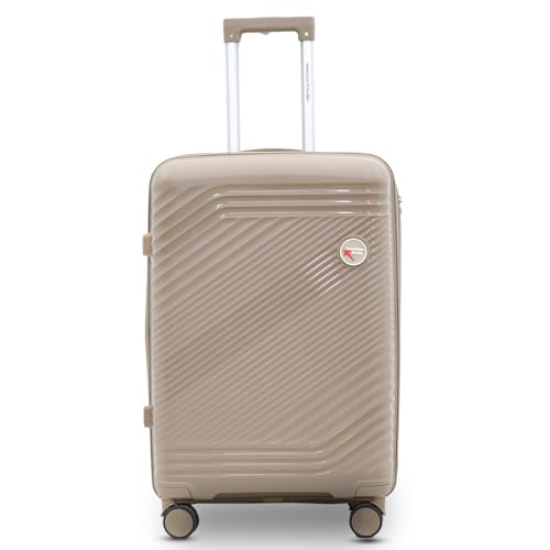 Image of AMERICAN TRAVELLER Tourisalined Trolley Bag| Polypropylene Hard Shell Luggage | Waterproof & Expandable Suitcase for Travel | 8 Smooth Spinner Wheels | Durable Travel Trolley Bag (20, Khaki)