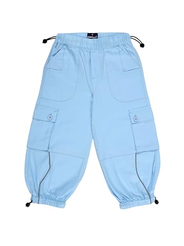 Image of KiddoPanti Girls Cotton Knit Solid Parachute Pant with Cargo Pocket