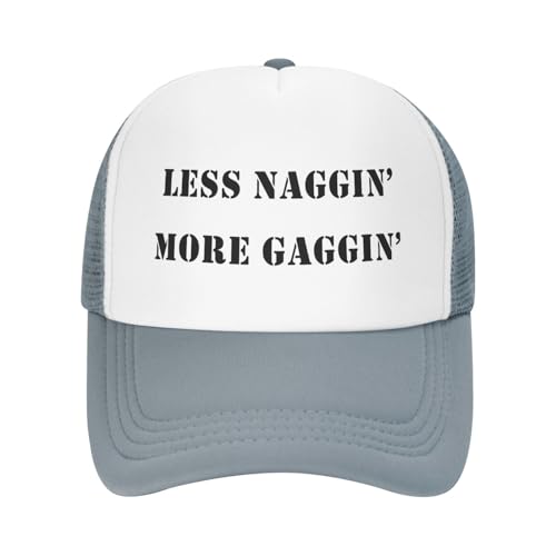 Image of Less Naggin More Gaggin Trucker Hat Funny Baseball Caps Adjustable Fishing Hats for Men Women Black