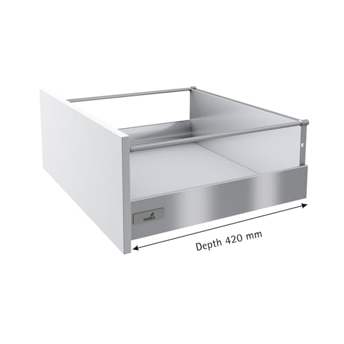 Image of Hettich InnoTech 420mm Soft Closing Drawer System | Silver Finish System for Home, Kitchen & Wardrobe | Load Bearing Capacity 30. kg | 100% Extension, Powder Coated Steel (Set of 1, 2 Pcs)