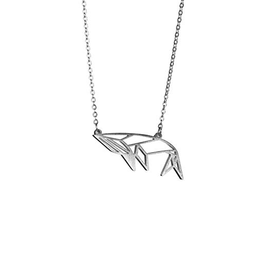 La Menagerie Balena Argento, Collana Geometrica d’Argento con Ciondolo Animali Origami – Bigiotteria placcata in Argento Sterling 925 & Collana Donna Balena Stilizzato - Gioielli Geometrici