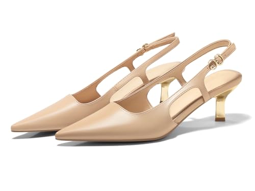 Image of Coutgo Womens Low Kitten Heels Slingback Pumps Closed Pointed Toe Buckle Party Work Dress Shoes
