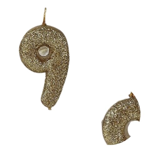 Image of Wanna Party Number 9 Glitter Gold Candle for Birthday Decoration Items /Cake Toppers /Cake Decorations