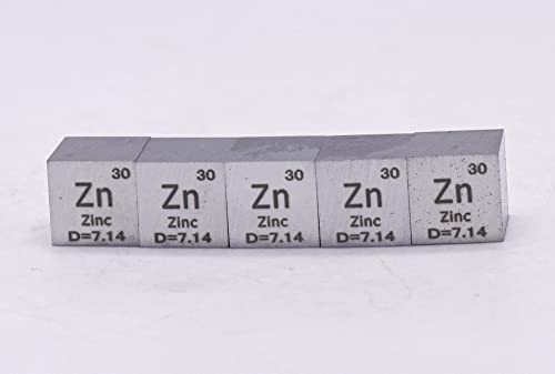 Image of 0.39 inch 10mm Zinc Zn Metal Cube up to 99.9% Pure Periodic Table Element Engraved Density Collection Science Education Display Block Cube + Acrylic Case Box - 1PC