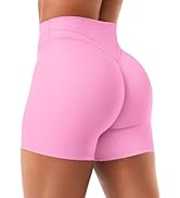 YEOREO Women Workout Yoga Shorts 4.5" No Front Seam Hidden Scrunch Almiy High Rise Buttery Biker ...