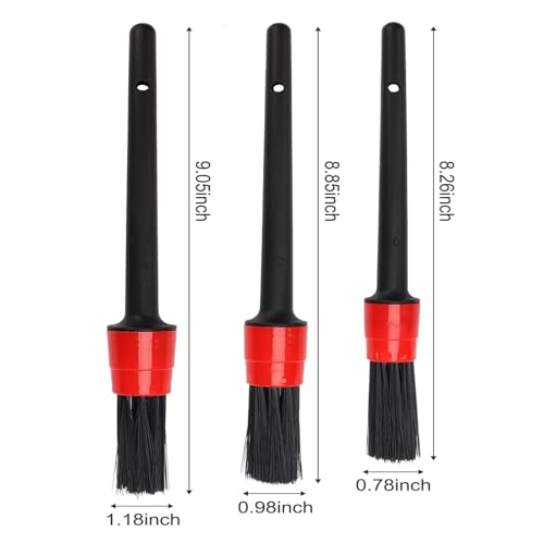 Auto Car Detailing Brush Set Car Interior Cleaning Kit Includes 3 Boar Hair Detail Brush,3 Wire Brush, 3 Air Vent Brush for Cleaning Car Interior Exterior, Dashboard Engines Leather Wheel - Image 3