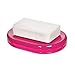 Price comparison product image iDesign 28871 Soap Dish, Oval Soap Holder Made of Plastic for Bathroom or Kitchen, Soap Bar Storage with Drainage Hole for Sink and Shower, Pink, 14.1 cm x 10 cm x 2.4 cm