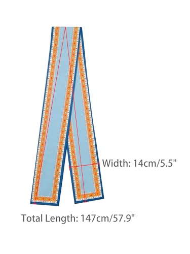Women's Contrast Color Vintage Scarf, Skinny Long Hair Ribbon Handbag Handle Wrap Neck Tie Scarves Neckerchief3
