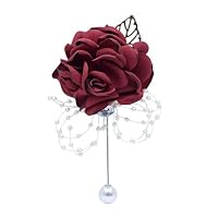 Cheerlife Blumiger Haarclip Mit Brosche – Weinrot, Ca. 6,5–8 Cm, Mit Sicherheitsnadel Für Haar & Kleidung