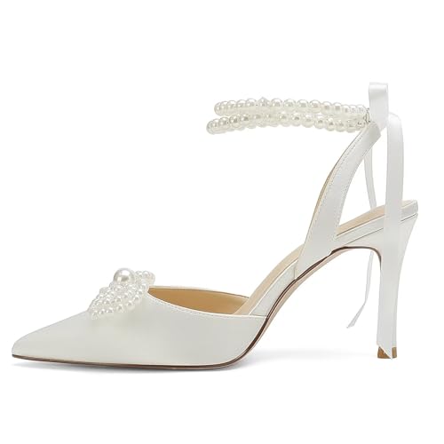 Pearl Heels Wedding Shoes for Bride Bow Wedding Heels Bridal Shoes3