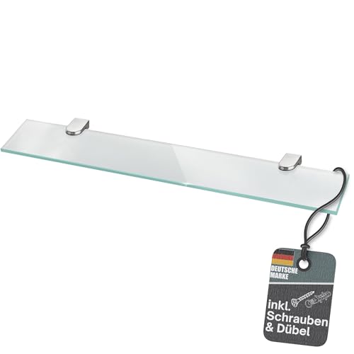 bonsport Glasregal Wandregal für Badezimmer Milchglas - Glas Regal aus 6 mm Sicherheitsglas 60cm - Glasablage Glasregalboden Badablage