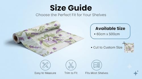Image of Dribble (60cm X 500cm) Eva Shelf Liner Mat Roll, Non Slip Drawer & Cabinet Liner for Kitchen, Waterproof Oilproof Washable Fridge Mat, Anti Skid Multipurpose Mat (Floral Hormony Purple)