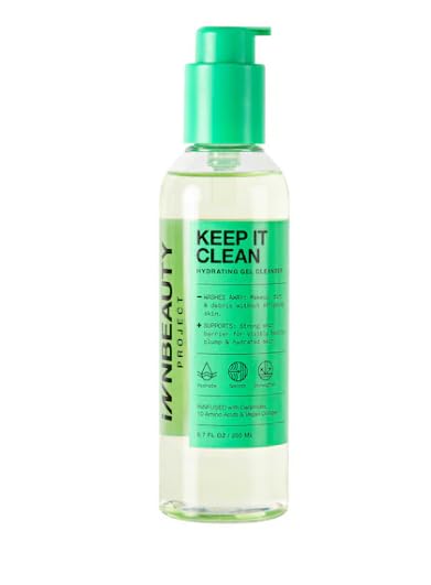 INNBEAUTY Keep It Clean Hydrating Gel Cleanser, Makeup Remover with Amino Acids, Ceramides, Vegan Collagen, 6.7 fl oz