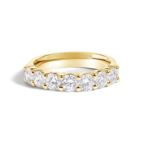 14K Yellow Gold 1 1/2 Cttw Diamond 7 Stone Band Ring - Size 6.5