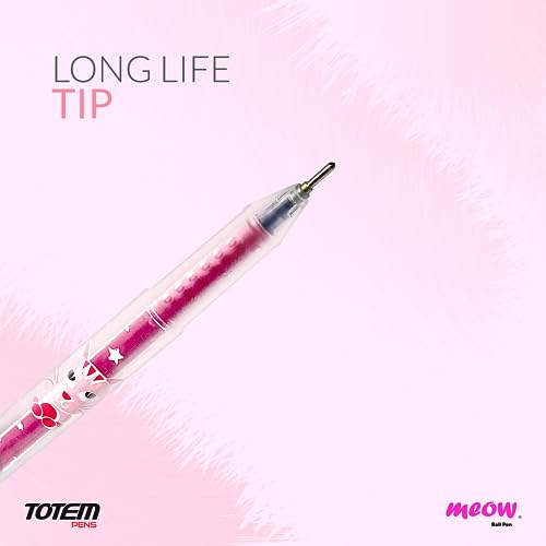 Image of TOTEM Meow Ball Pens | 20 Red Ink Pens | Theme of Cats Lovers | Students, Exams | 0.7 mm Tip | Pens for Writing | Cute & Stylish Design | Ideal for School, Office & Business Use