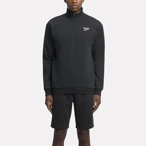 Reebok Identity SL Fleece 1/4 Zip Black/White/red Sweatshirt Size L