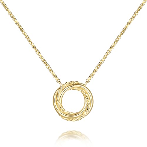 14K Gold Necklaces for Women Gold Pendant Necklaces for Women Knot Necklace Round Braided Pendant Blend of Style and Sophistication Dainty Circle Pendants for Womens Trendy