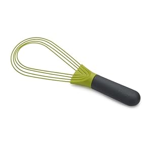 Joseph Joseph Twist Whisk 2-In-1 Collapsible Balloon and Flat Whisk Silicone Coated Steel Wire, Gray/Green