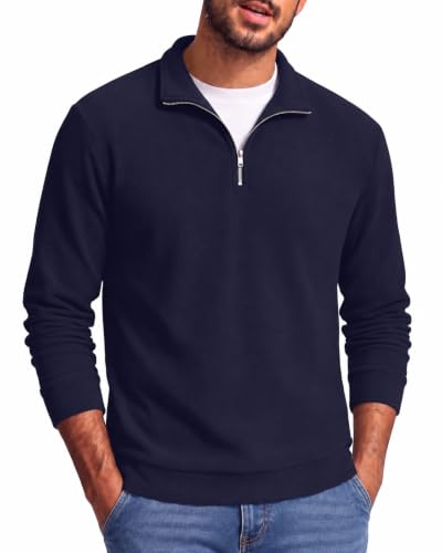 Image of iClosam Mens Sweatshirts Fleece Quarter Zip Jumper Long Sleeve Active Sweat