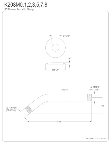 Brazo de ducha Kingston Brass K208M1 Trimscape en cromo pulido para pared de baño 3