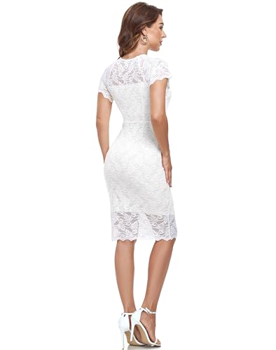 Image of Atnlewhi Womens Vintage Lace Floral Off Shoulder Elegant Swing Dresses A-line Mini Dress for Party Cocktail Wedding