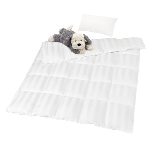 zzlamb Bamboo Toddler Comforter Lightweight All Season Down Alternative Baby Quilt Soft Kids Blanket Duvet Insert for Cribs Breathable 100% Bamboo Fibers Shell Machine Washable 39x47in White Strip