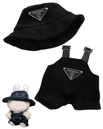 IPNSDON 1hat+1romper 17cm lububu Doll Clothes Set for 17cm lbubu Accessories Suit no Doll only Clothes (black)