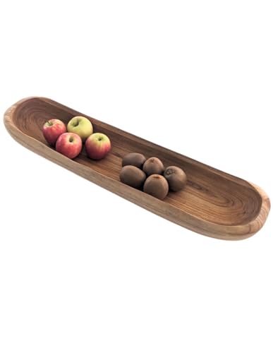Grande Coupe à Fruits en Teck 70cm / Centre de Table en Bois