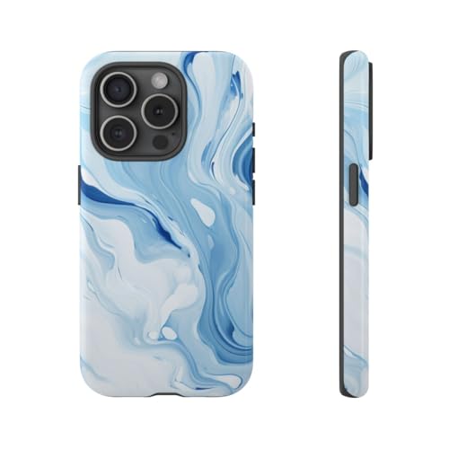 Coque marbre bleu iPhone 15 Pro rigide brillante