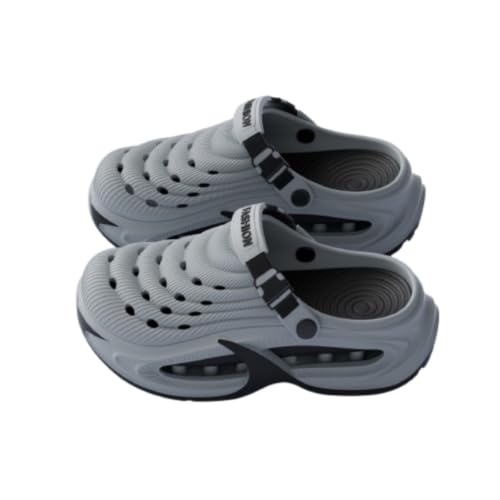 Zuecos unisex de jardín, plantilla de arco extraíble, zapatos de agua antideslizantes de secado rápido para verano, playa, ducha al aire libre, gris oscuro, 3/4 UK Wide