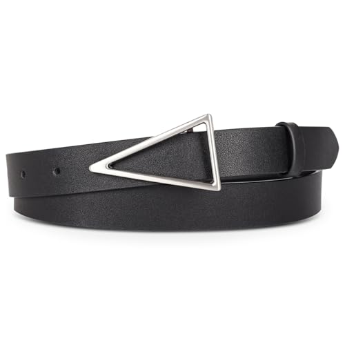 EXTREE Women's Premium Leather Belt -2-4cm Adjustable Buckle for Pants&Skirts, Versatile Daily Wear, Gift&Quality Guaranteed B001-black-gold-genuine Leather 26-27 (Pant 1-5)