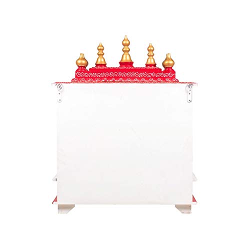 Mandir de madera rojo y blanco para pooja en casa y oficina Modfash 5