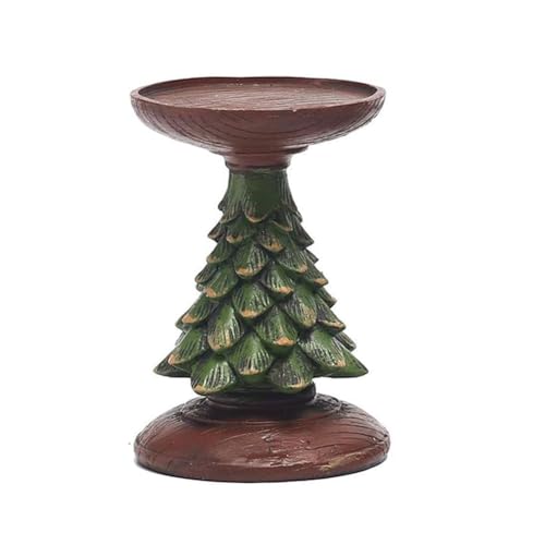 Christmas Tree Candle Holder Decor, Candle Stand for Pillar Candles, Vintage Decorated Christmas Tree Figurines Candelabros for Home Table Decor (L)