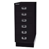 BISLEY MultiDrawer, 29er Serie mit Sockel, DIN A4, 6 Schubladen, Metall, 633 Schwarz, 38 x 27.9 x 67 cm