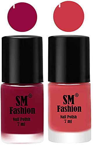 Image of Long Lasting Nail Polish | Nail Paint Combo 7 ml Each) - Set of 2 Cherry Blossom-Punch Pink