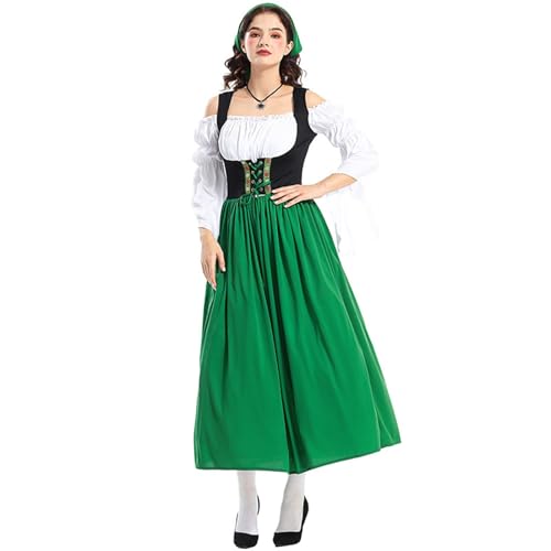 Vestido medieval tirolesa con corpiño ajustable estilo granja tradicional mujer 2