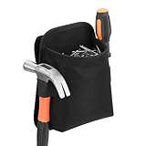 Nail & Screw Pouch With Belt Clip, Heavy Duty Tool Belt Carrying Holster, Hardware Fastener Pouch With Hammer Loops and Tunnel Belt Loop, Durable Lightweight