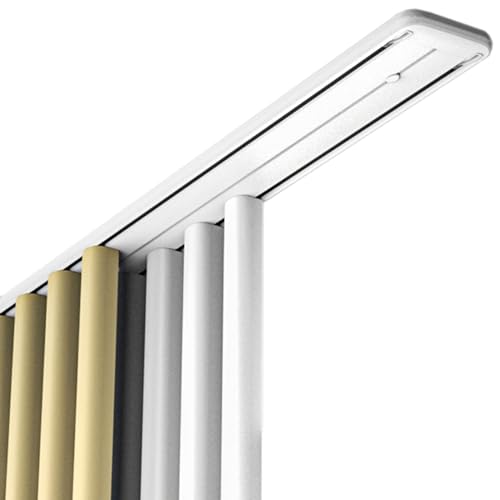 Lujoso riel de cortina doble resistente con montaje en techo, aleación de aluminio, riel de nano silencio para sala de estar, dormitorio, divisor de 4,8 m, color blanco