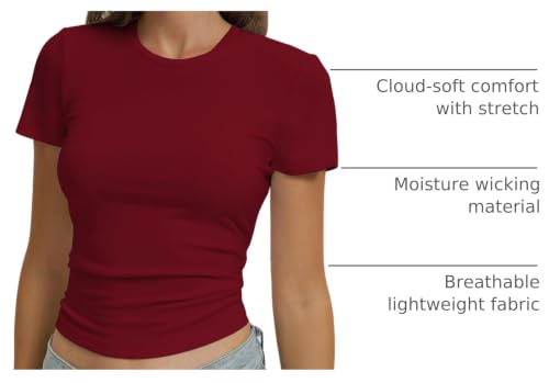 Womens Short Sleeve Tops Basic Cotton T Shirts Fitted Casual Summer Tees - image 4