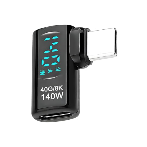 Image of Verilux PD 140W USB C to Type C Connector with LCD Display, Right Angle Type C Connector Support 40Gbps Data Sync & 8K@60Hz Video for iPhone 17 /16 /15, MacBook and More USB-C Devices, Black
