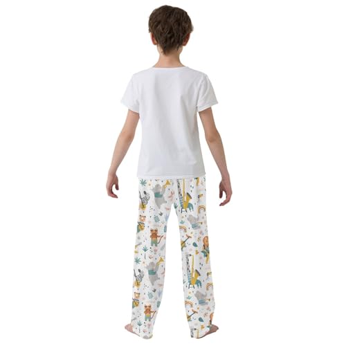 Rock Lion Hippo Boys Long Pants Soft Trousers Elastic Waist Kids Lounge Bottoms with Pockets S-XL3