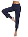 Sykooria Pantalon Sarouel Femmes Pantalon de Yoga Femme Taille Haute Legging Sport Danser Pantalon avec Jupe Court - Bleu Foncé-XL
