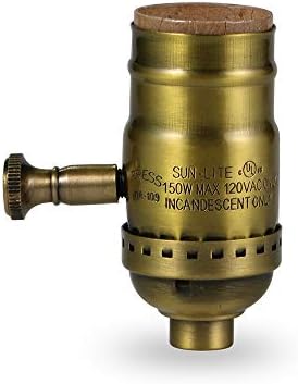 Antique Full Range Dimmer Socket Incandescent Lamp Holder Vintage Edison Pendant Light Socket E26 150 Watt 120 Volt (Brass-1Pack)…