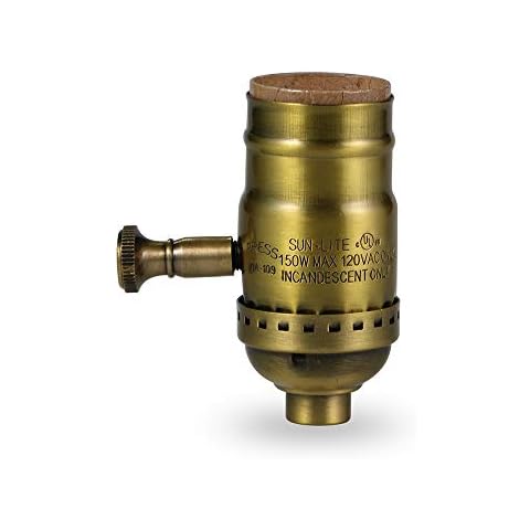 Antique Full Range Dimmer Socket Incandescent Lamp Holder Vintage Edison Pendant Light Socket E26 150 Watt 120 Volt (Brass-1Pack)… Cover