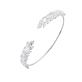 ELABEST Rhinestone Arm Cuff Bracelets Silver Leaf Arm Cuff Bracelet Leaves Bracelet Cuff Armband Ban